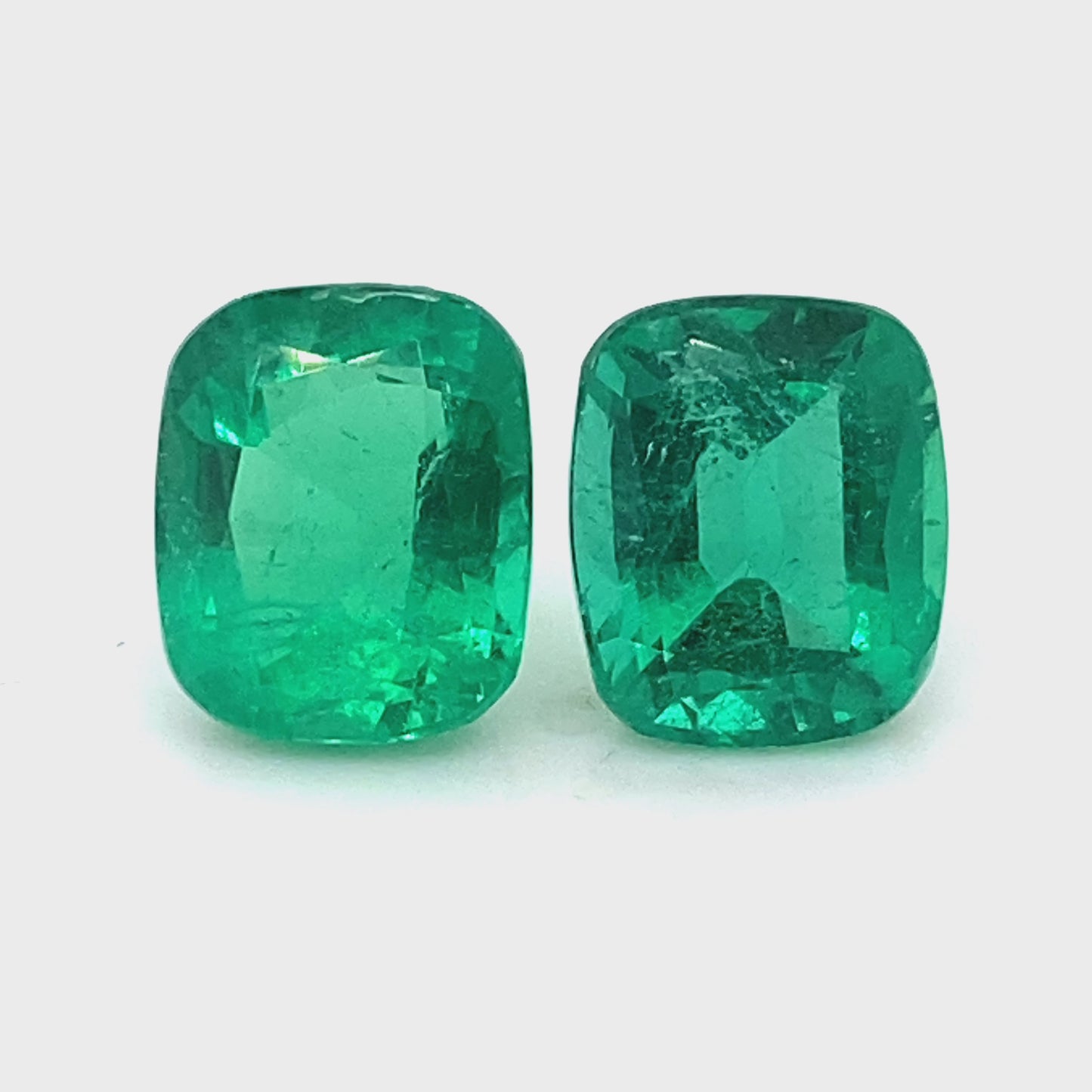 11.56x9.58x6.84mm Cushion Emerald (2 pc 10.44 ct)