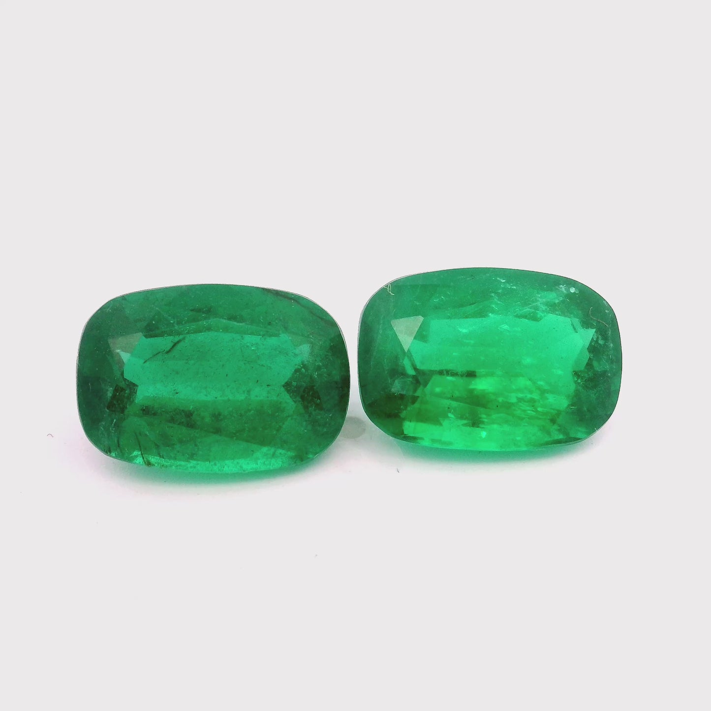12.93x8.89x6.46mm Cushion Emerald Pair (2 pc 9.83 ct)
