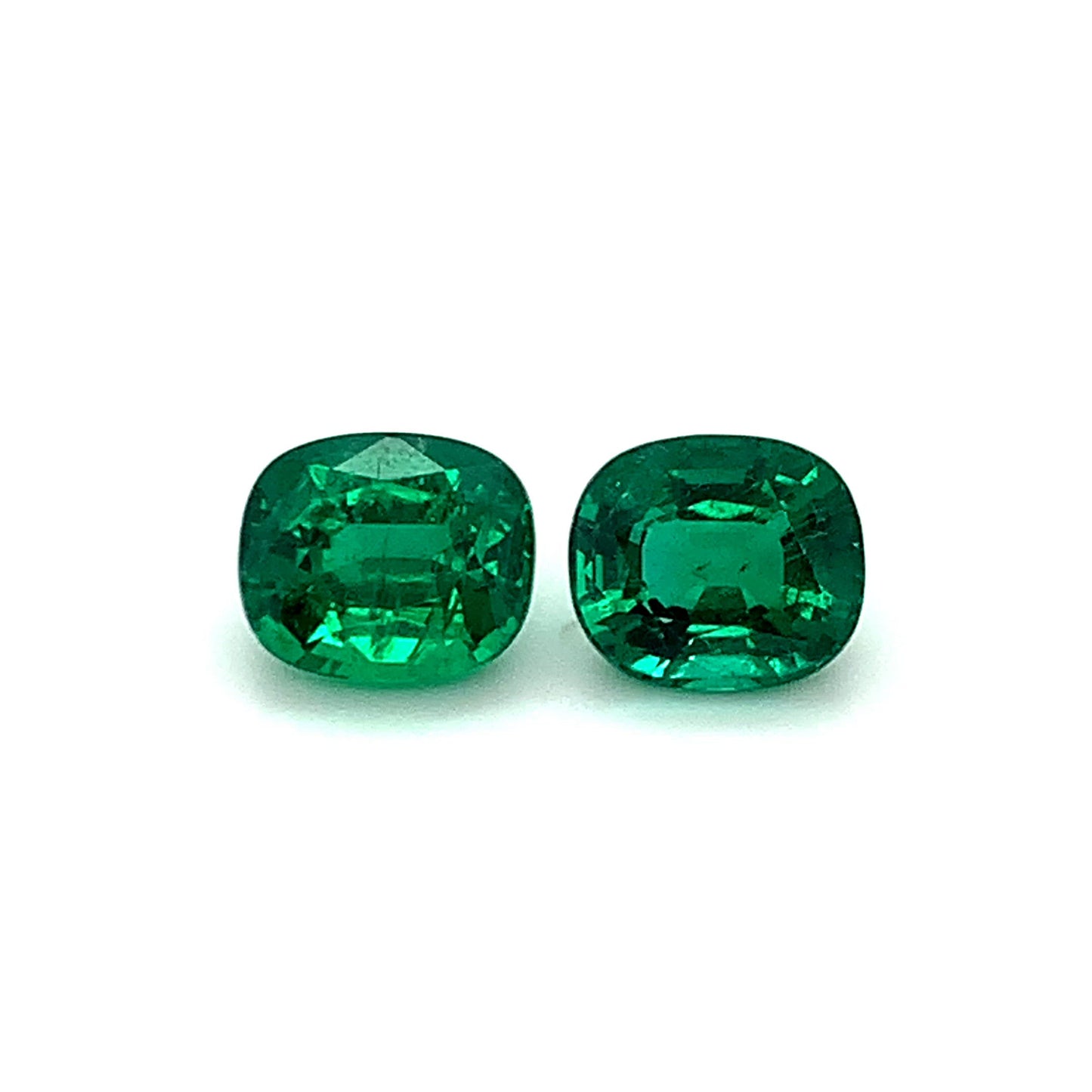 10.79x9.28x7.09mm Cushion Emerald Pair (2 pc 8.64 ct)